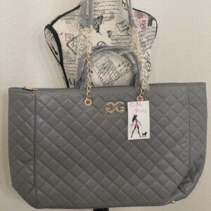 NWT Gilda Paris Gray Quilted Large Tote  MSRP $199